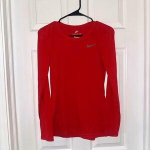Nike Women's Bright Red Long Sleeve Tee